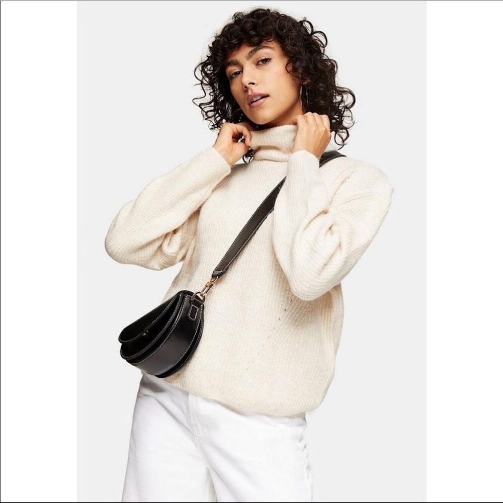TOPSHOP Roll Crop Sweater 14 Beige